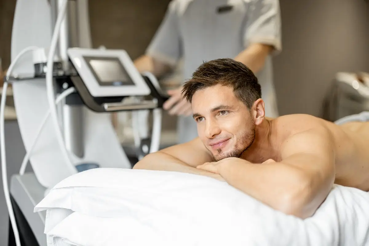 Homem preparado para tratamento estético personalizado na Clibioestética Constância.